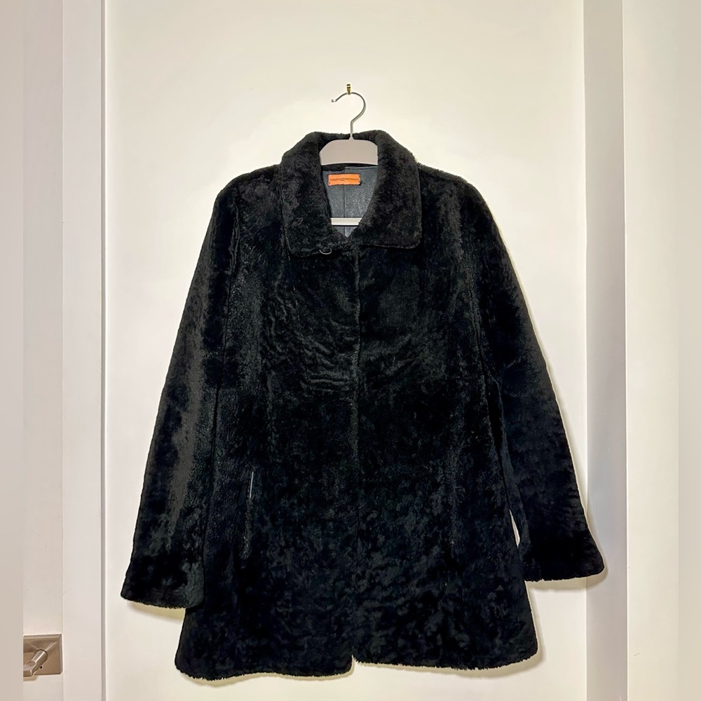 Roberta Freymann Sherpa and leather coat